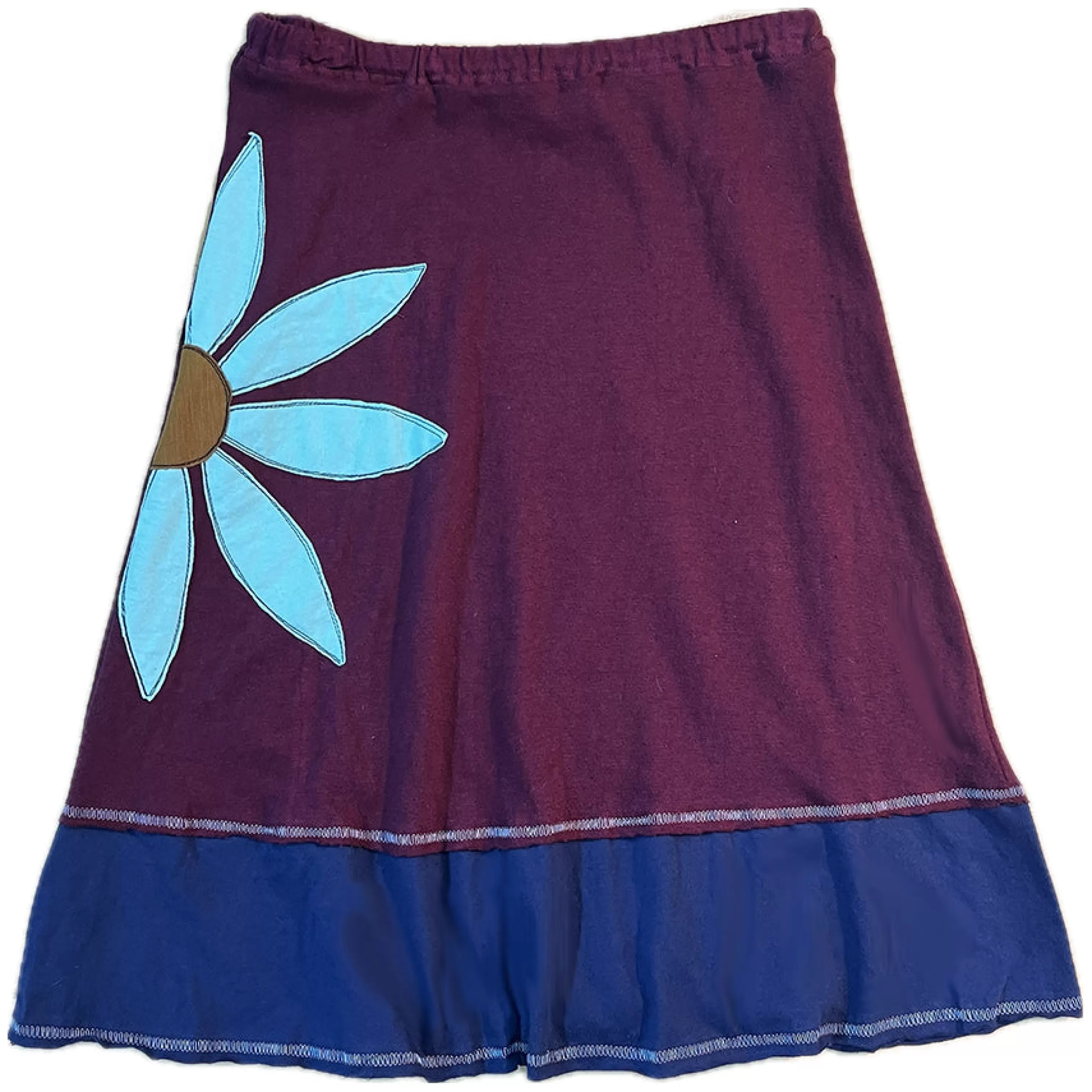 SardineClothing Big Flower Layered Skirt-Big Flower Layered Skirt-Aqua Daisy