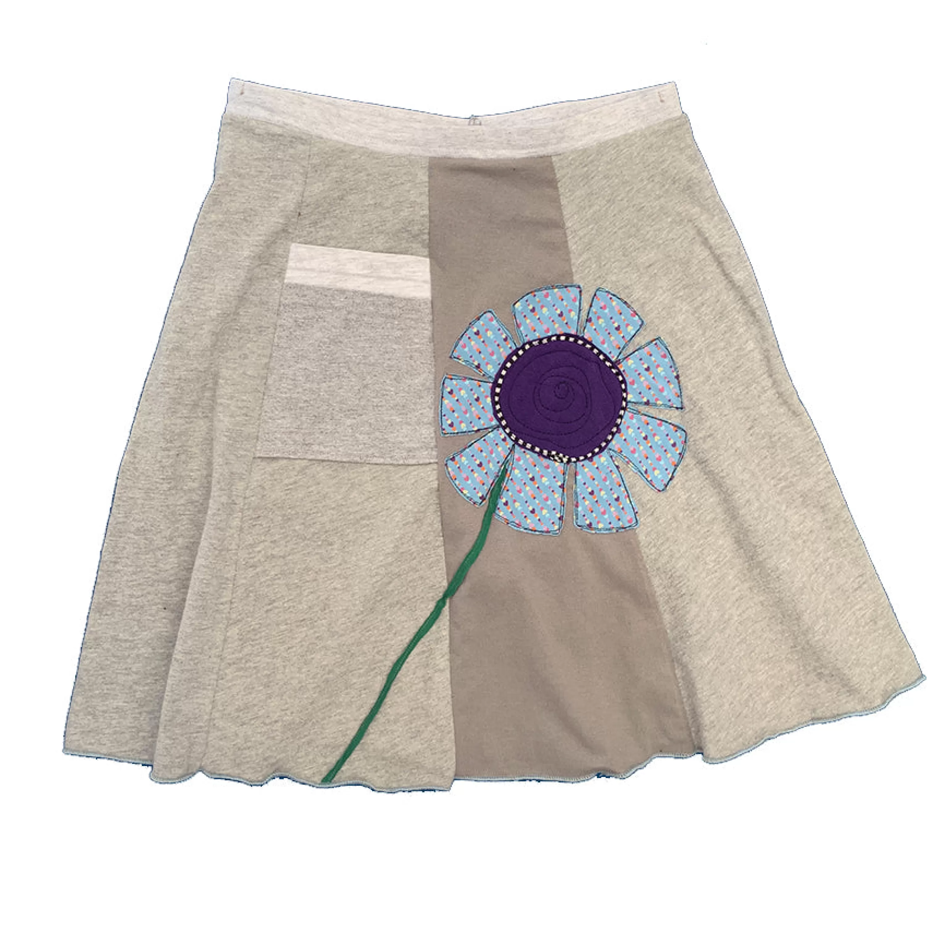 SardineClothing Classics-Classic Appliqué Skirt-Big Flower Grey