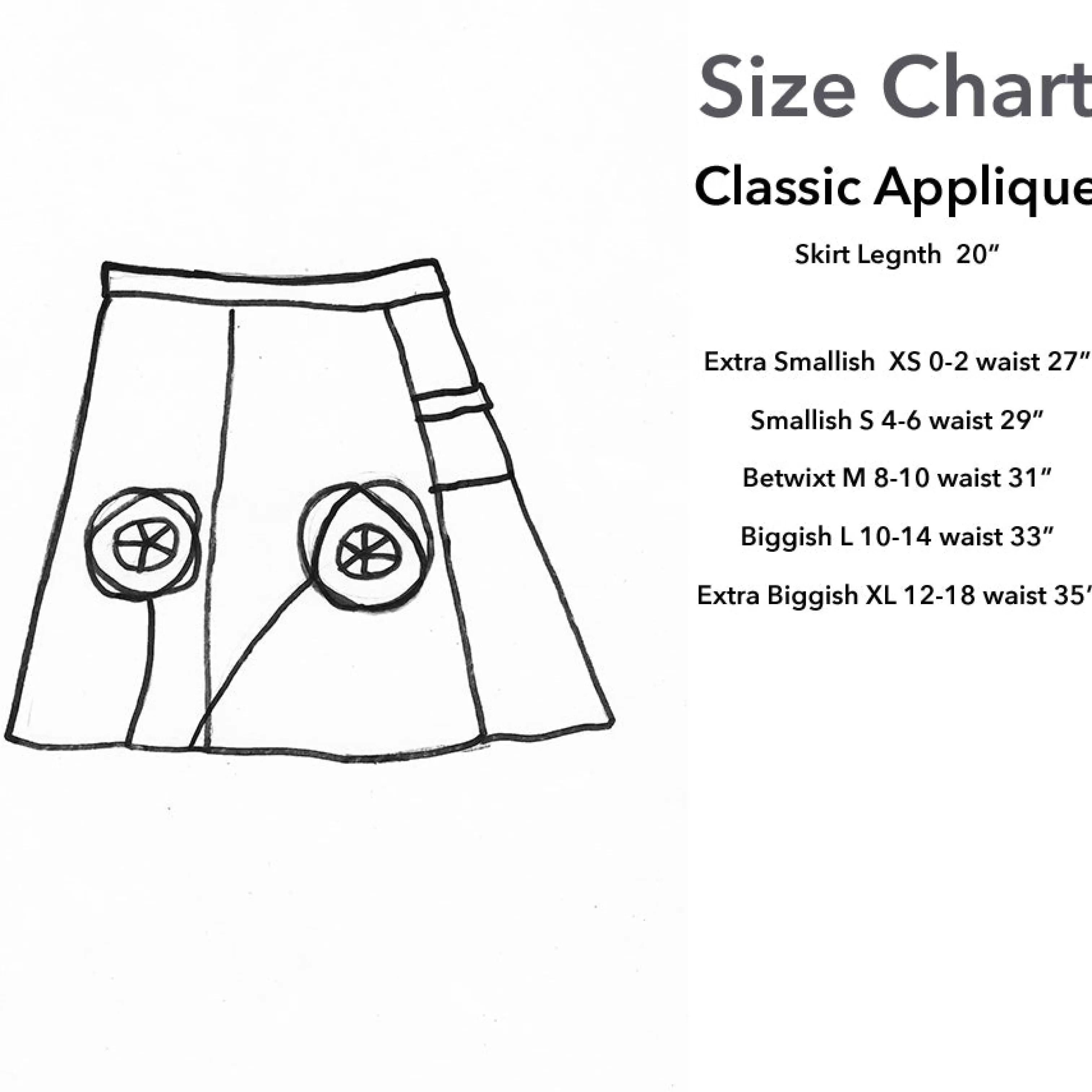 SardineClothing Classics-Classic Appliqué Skirt-Big Flower Grey