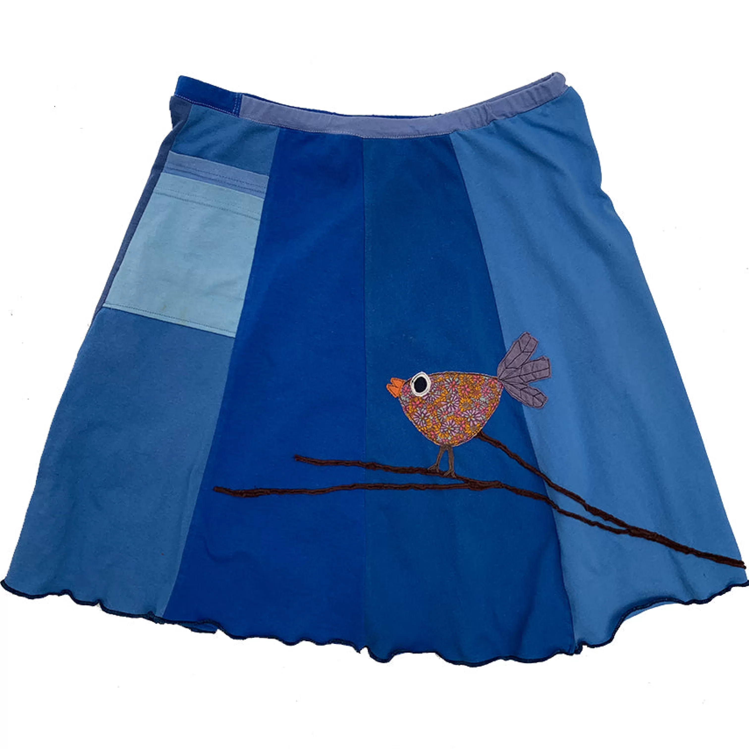 SardineClothing Classics-Classic Appliqué Skirt-Cute Bird Blues