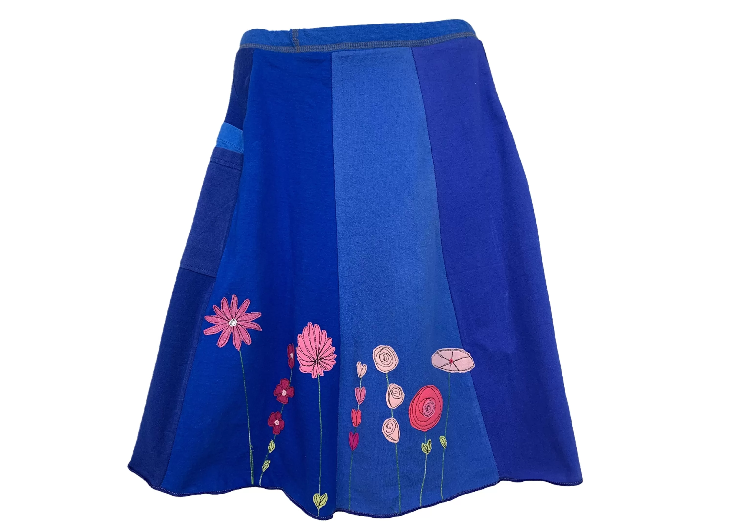 SardineClothing Classics-Classic Appliqué Skirt-Field of Flowers Blues