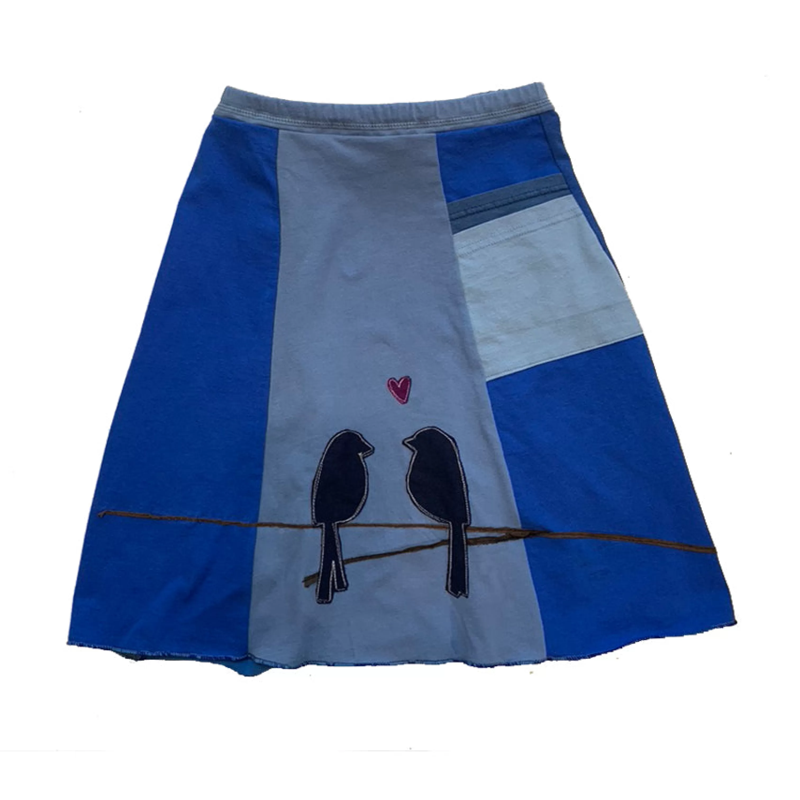 SardineClothing Classics-Classic Appliqué Skirt-Love Birds Blues