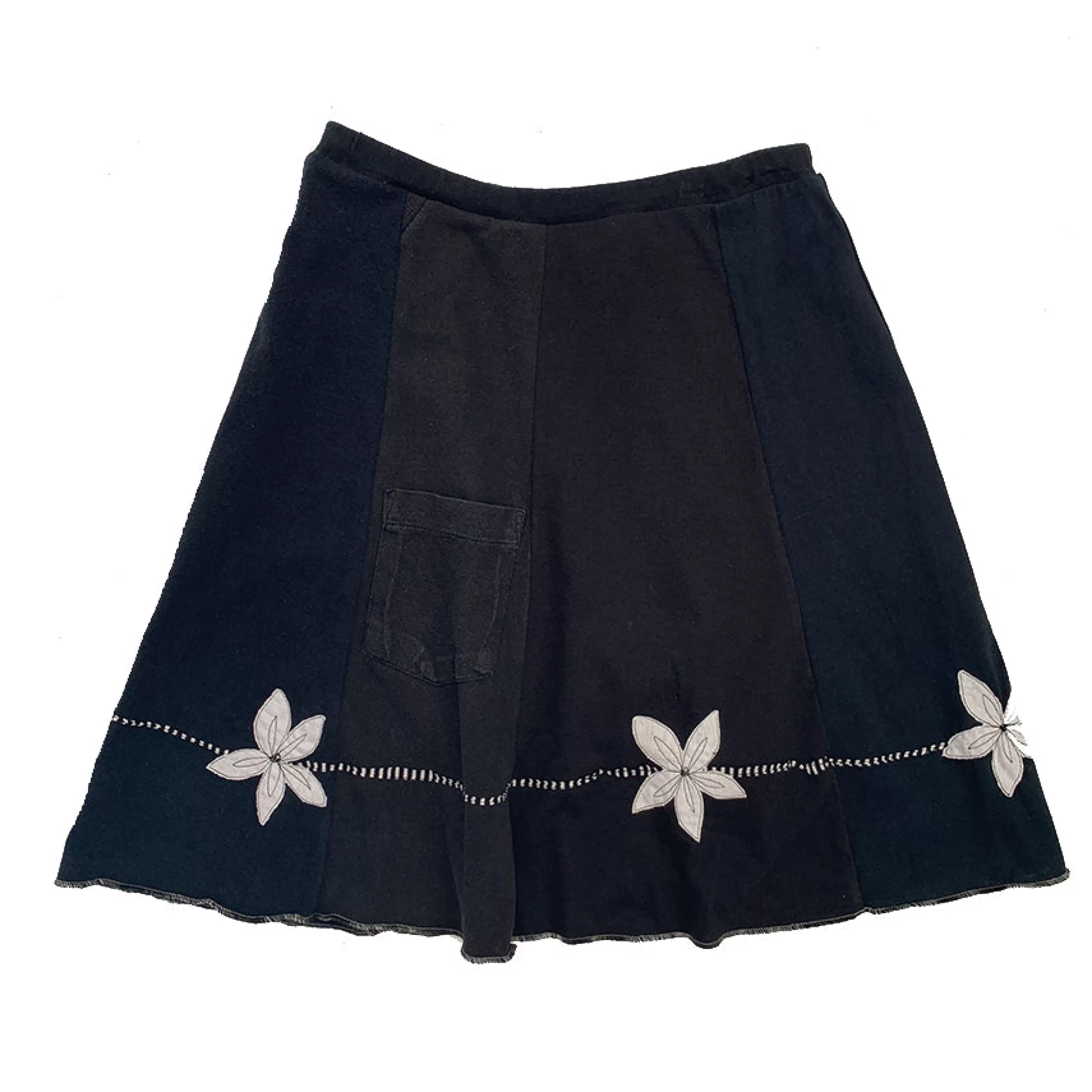 SardineClothing Classics-Classic Appliqué Skirt-White Daisy Blacks