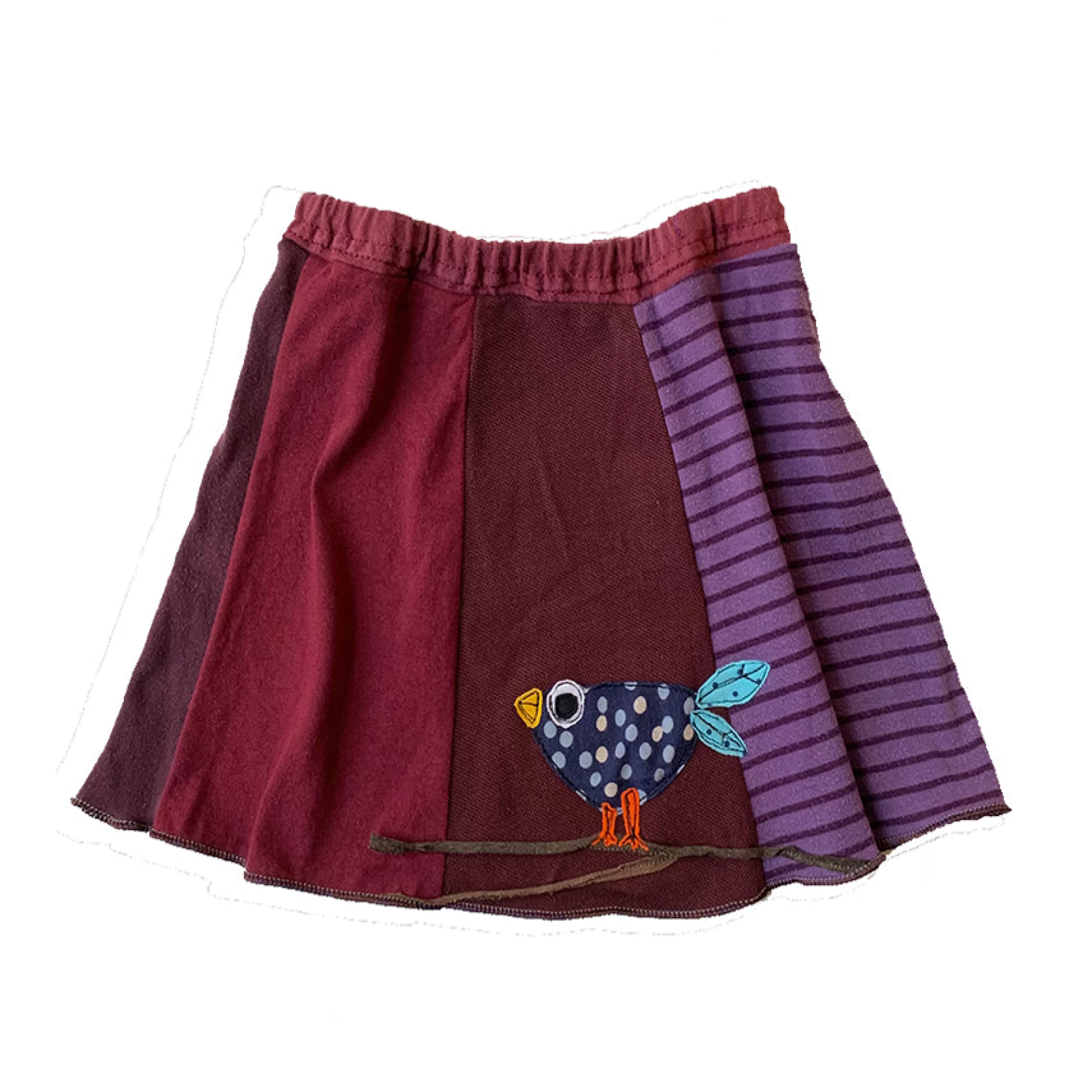 SardineClothing Skirts-Kids Skirt-Cute Bird Maroons