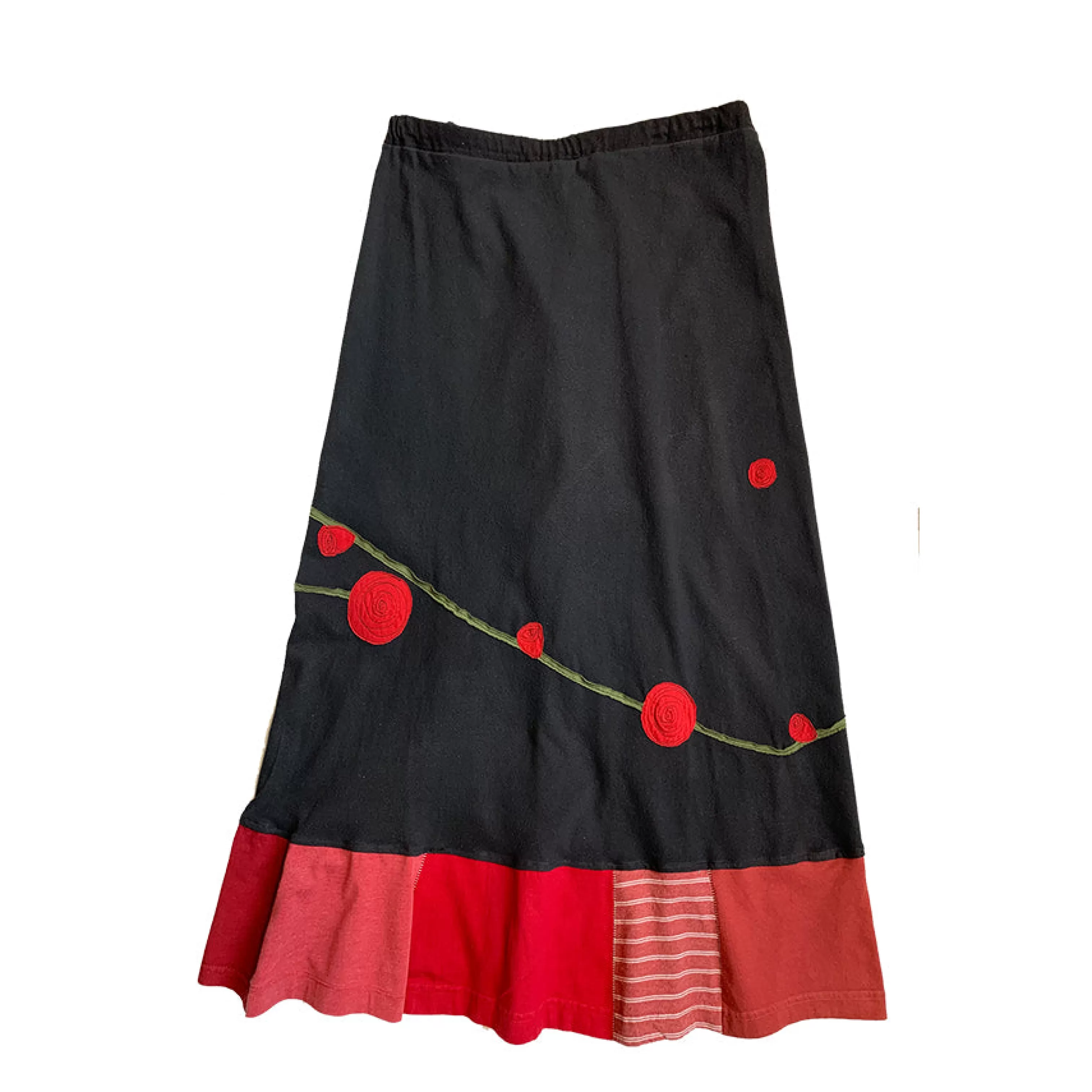 SardineClothing Longs-Long Skirt-Rose BlackwithRedTrim