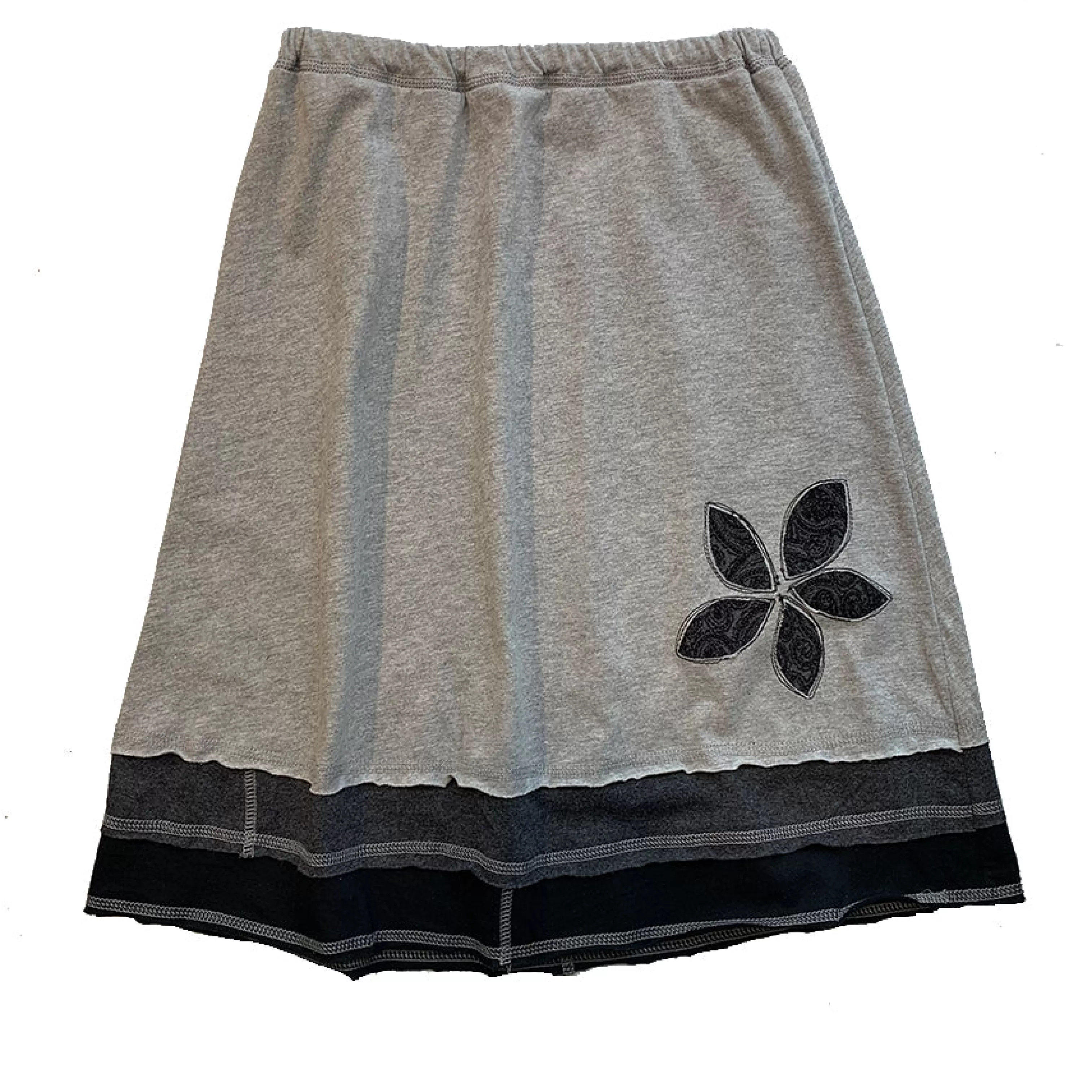 SardineClothing Layered Appliqué-Three Layer Appliqué Skirt- Grey