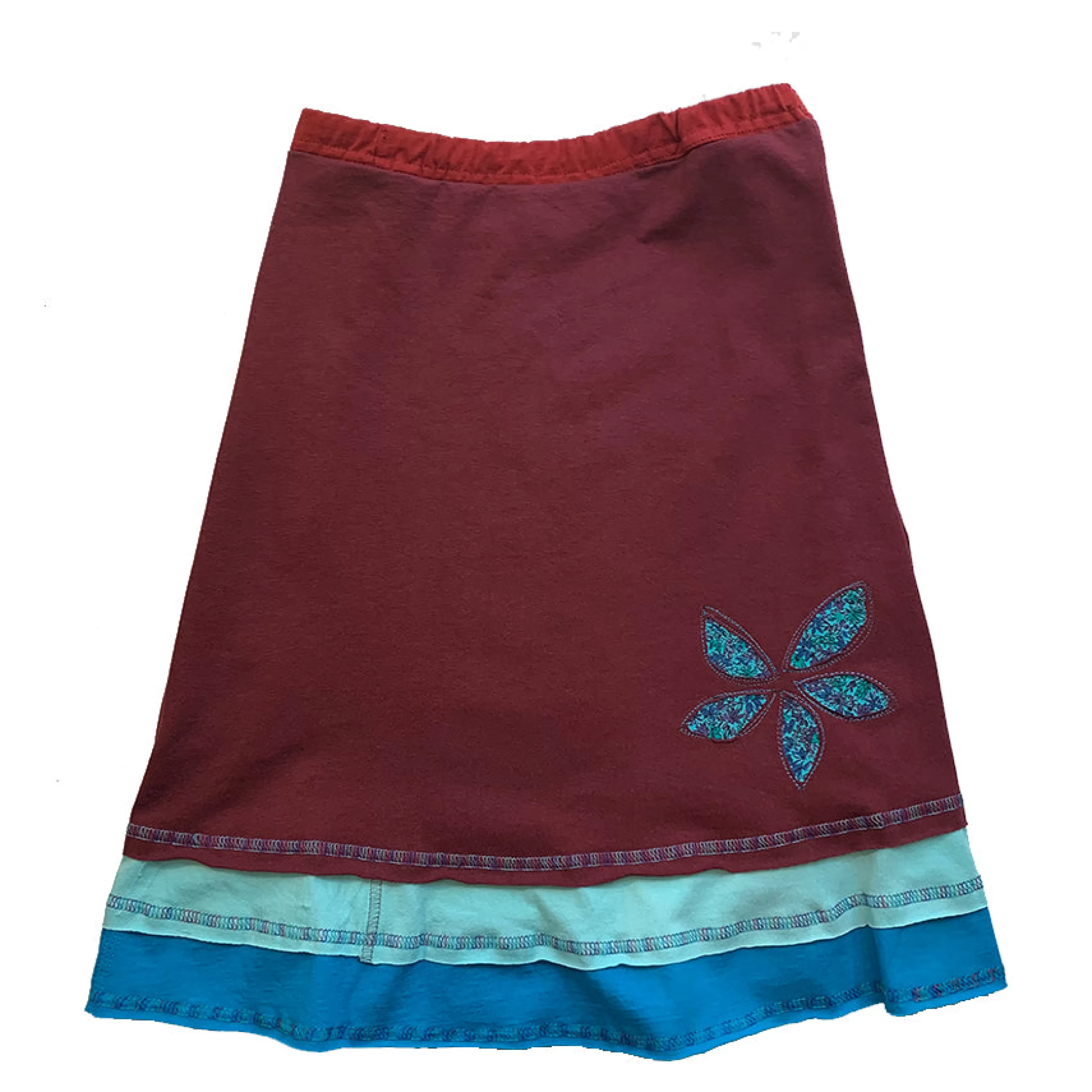 SardineClothing Layered Appliqué-Three Layer Appliqué Skirt- Maroon